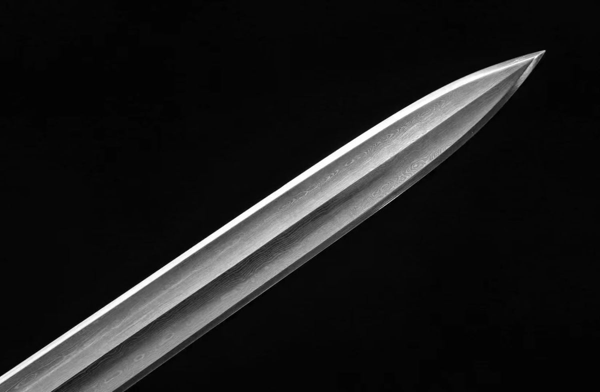 Peony Swords Real(Forged Damascus Steel Blade,Iron Fittings,Ebony Scabbard)