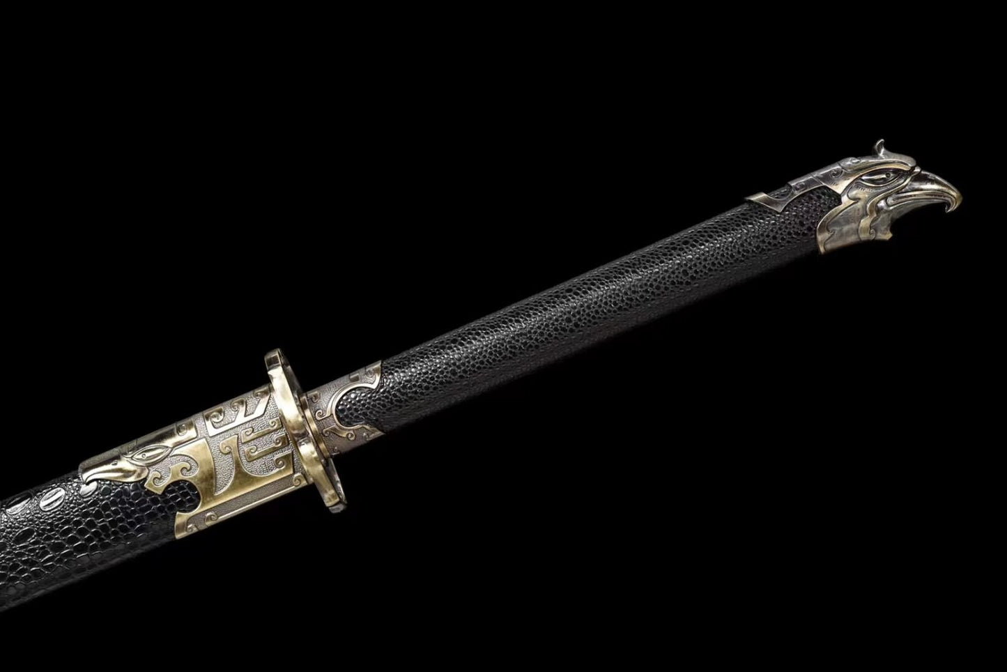 LOONGSWORD,Handmade Eagle Yanling dao Sword with Forged Golden Blade-PU Wood Scabbard and Alloy Fittings