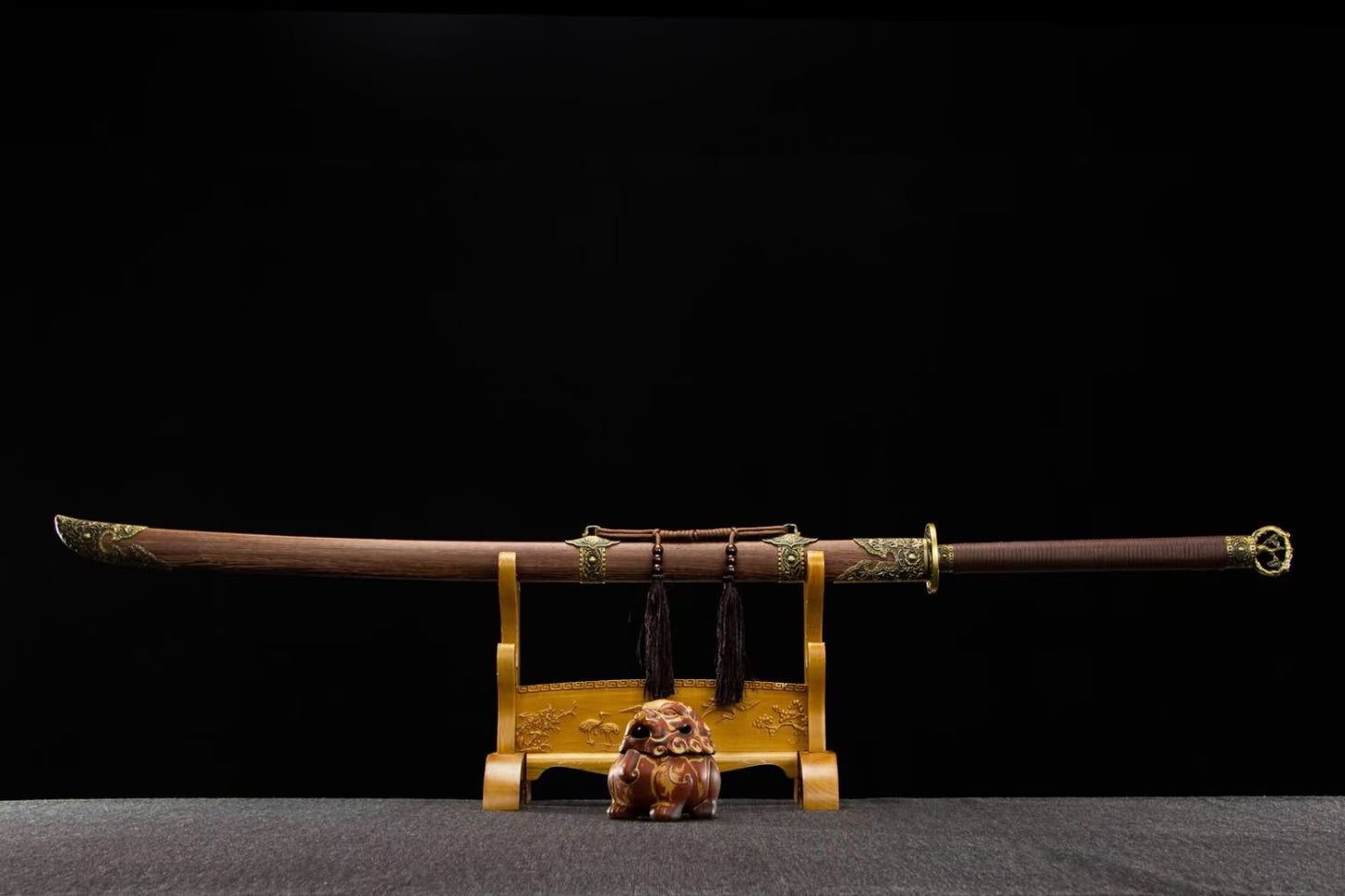 Miao Dao Traditional Forged Sword - High Manganese Steel Blade, Rosewood Scabbard