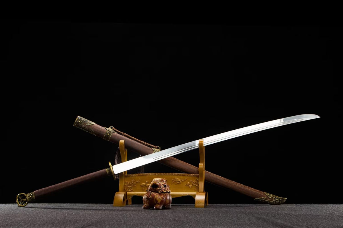Miao Dao Traditional Forged Sword - High Manganese Steel Blade, Rosewood Scabbard