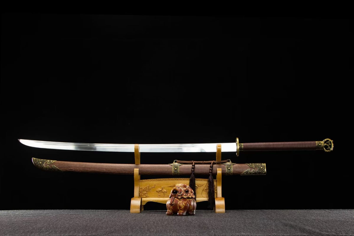 Miao Dao Traditional Forged Sword - High Manganese Steel Blade, Rosewood Scabbard