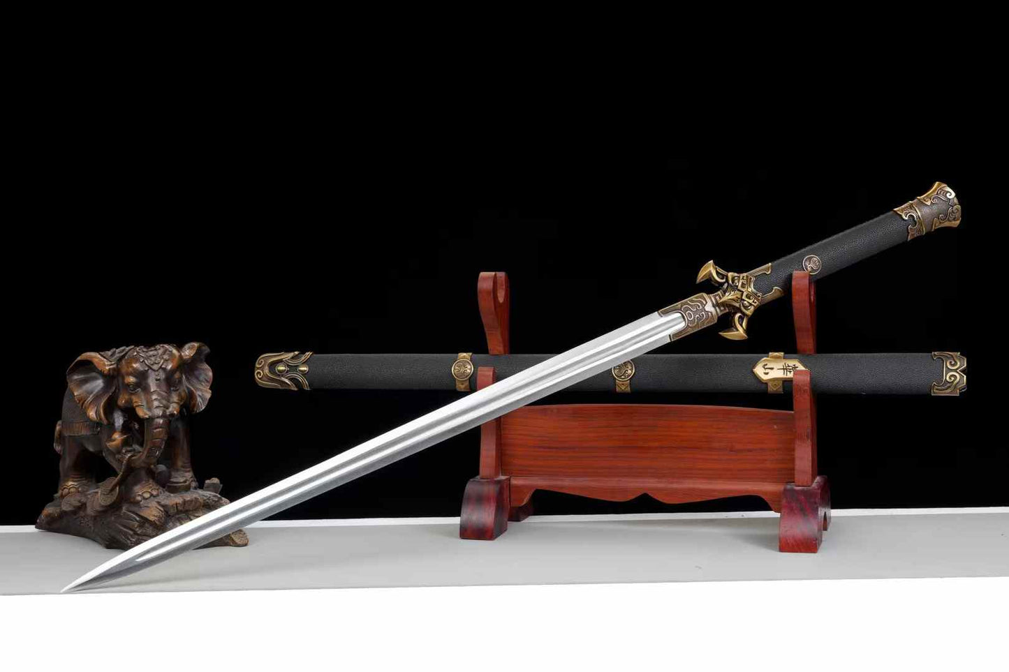 Huashan Jian | Hand-Forged High Manganese Steel Chinese Sword with Six-Facet Blade & Wood Scabbard - Chinese Sword store