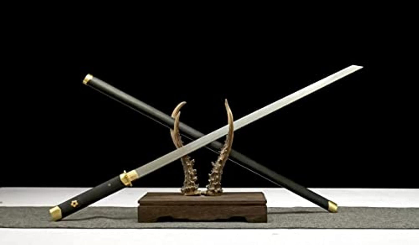 Chinese sword,Tang Dao,Battle Ready,Hand Forged Blades,Full Tang,Black wood scabbard