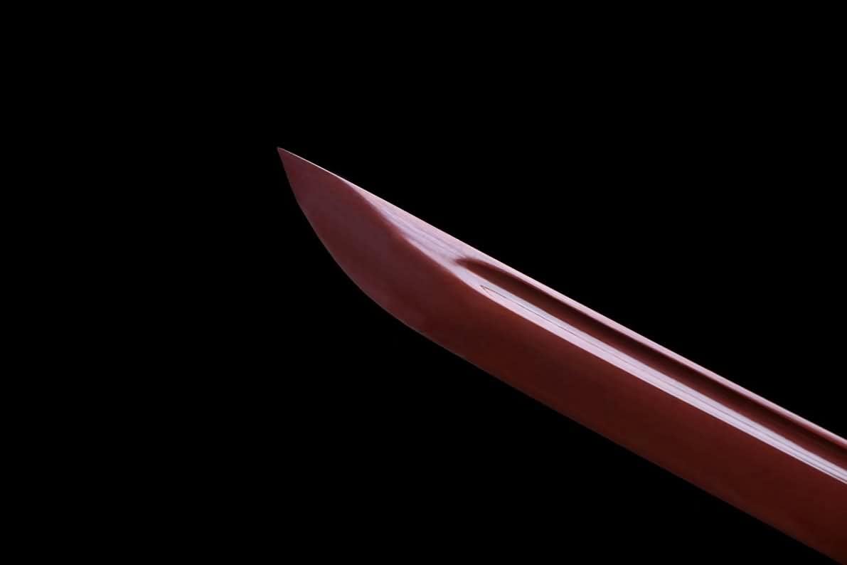 Samurai Katana – Red-Finished High Carbon Blade, Blue Leather Tsuka - Chinese Sword store