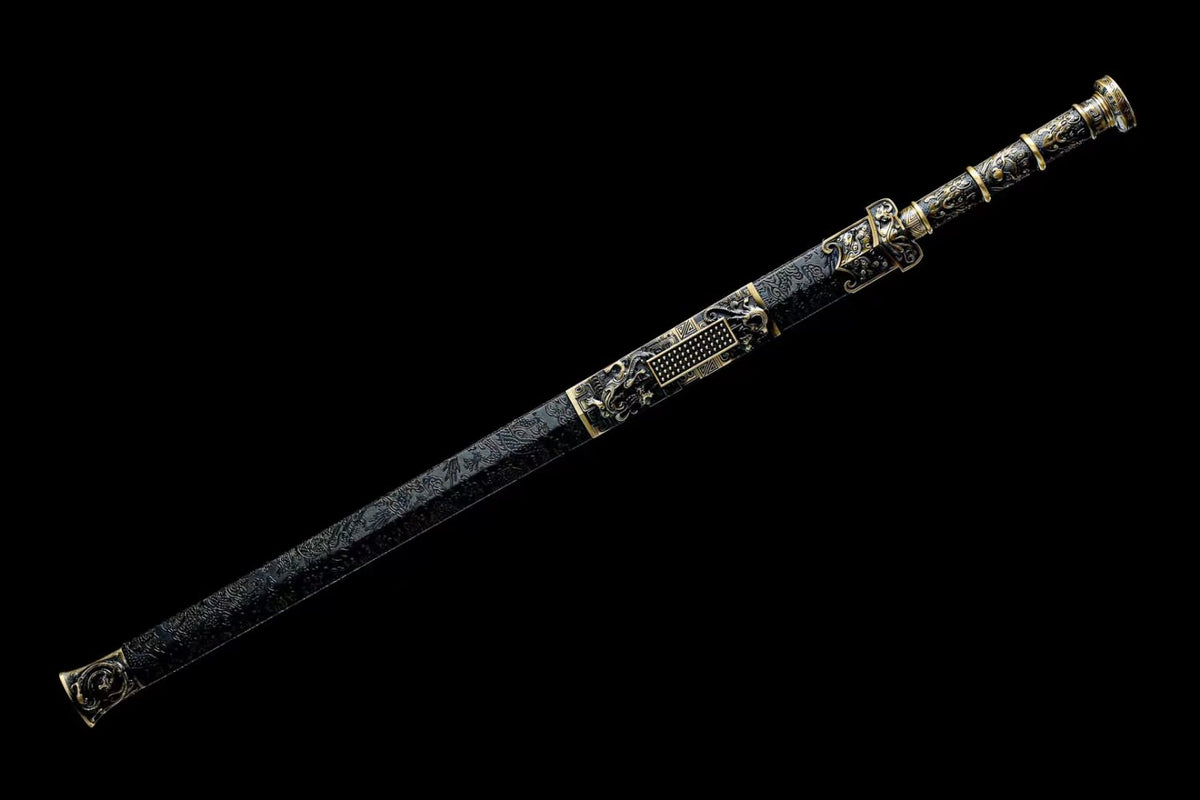 chinese sword,Han jian Forged Hollow Blade,Alloy Fittings,PU Scabbard Length 40"