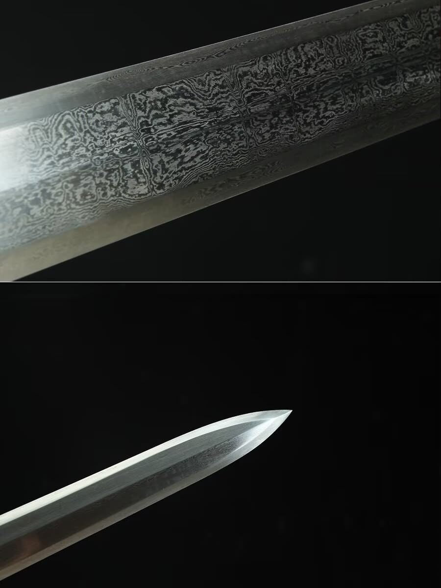 Dragon Han Jian | Folded Pattern Steel Chinese Sword with Eight-Sided Blade & Rosewood Scabbard