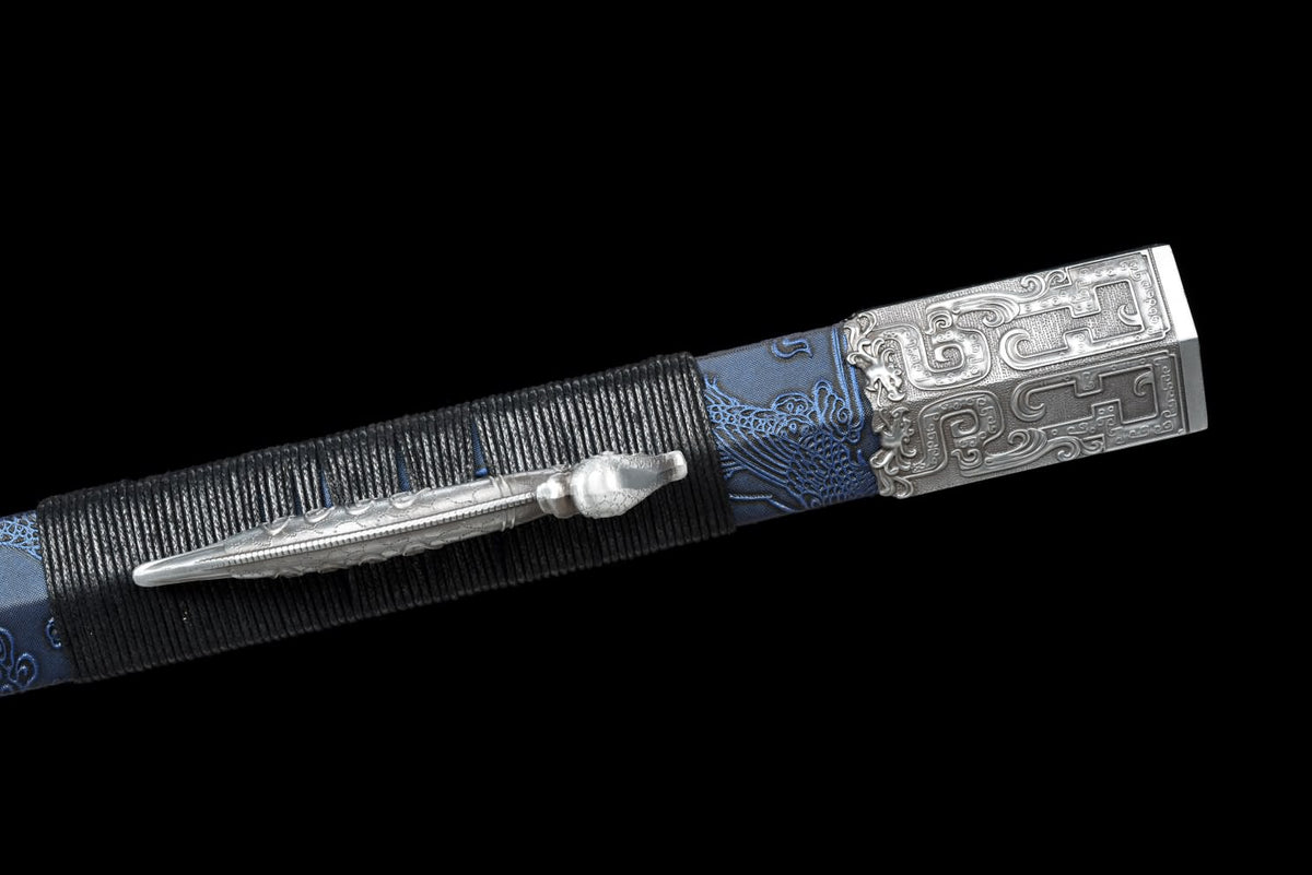 Han jian Sword,Hand Forged Blades,Blue Scabbard,Alloy Handle,Full Tang