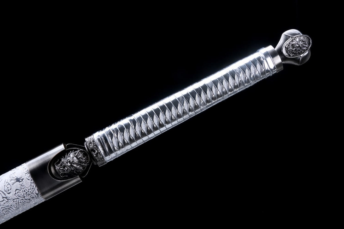 Dragon jian Swords Real,High Carbon Steel Blade,Black Scabbard,Alloy Fittings - Chinese Sword store