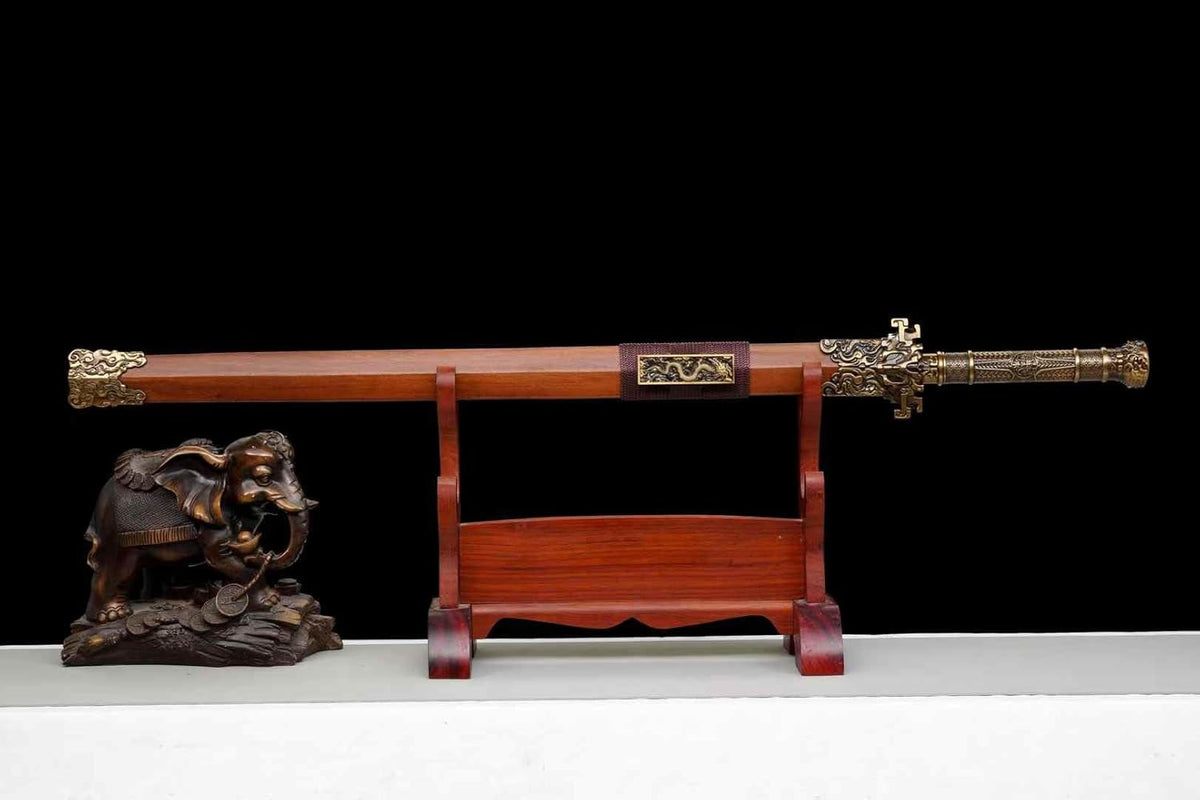 Han Jian Sword | Hand-Forged High Manganese Steel Chinese Jian with Bronze Alloy Fittings & Rosewood Scabbard - Chinese Sword store