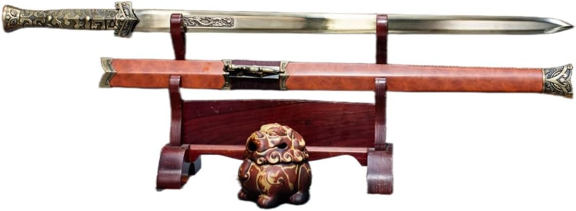 Han Sword,Forged High Carbon Steel Blade,Brown Fake Leather