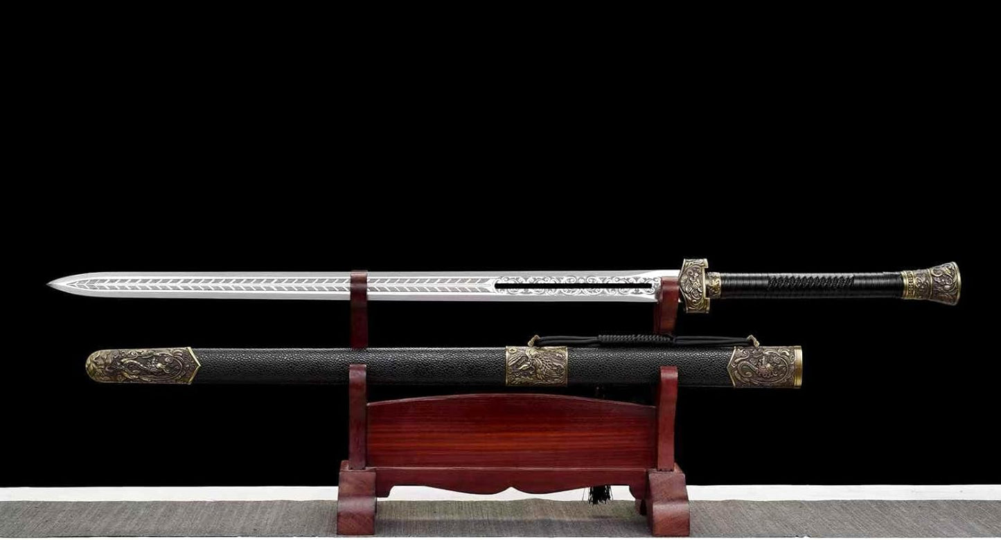 LOONGSWORD Dragon-Phoenix Han Sword – 44″ Hollow-Etched Blade