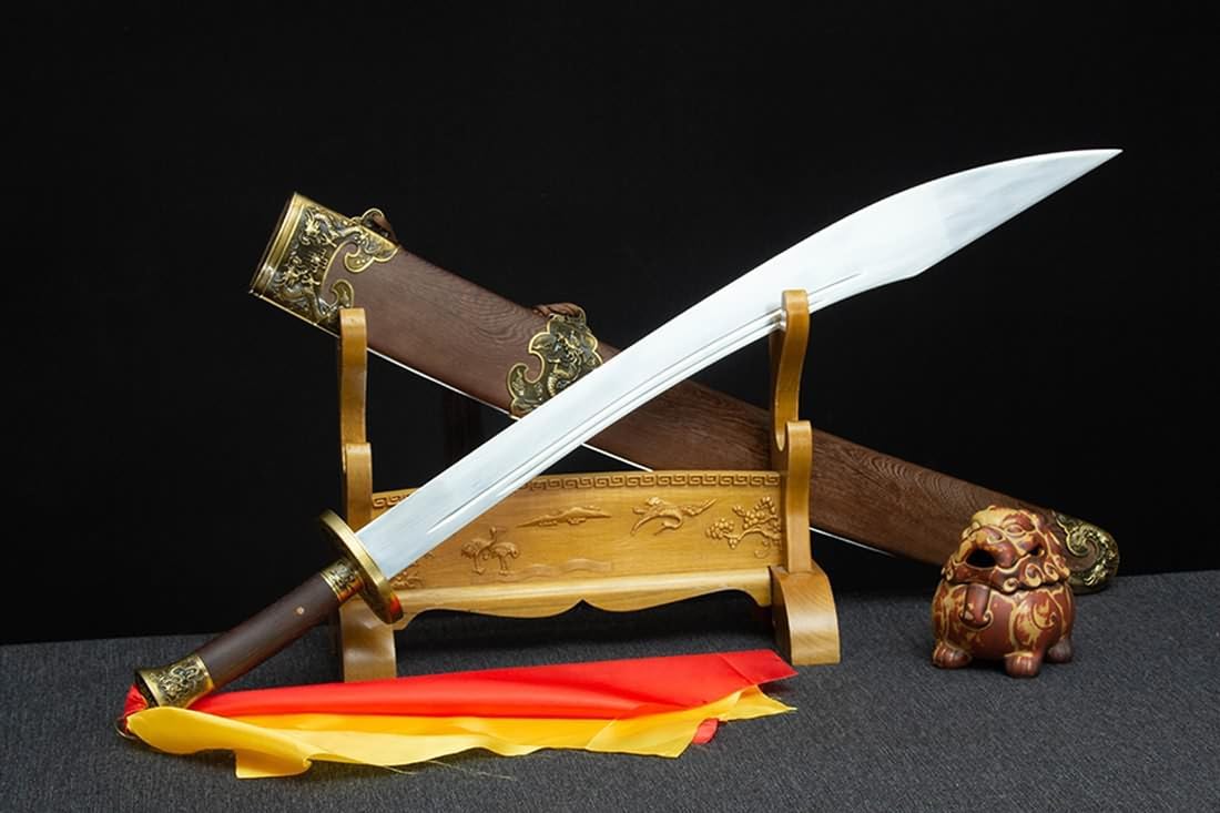 Short-hilted broadsword with Stainless Steel Blade and Alloy Fittings,Rosewood Handle Scabbard - Chinese Sword store