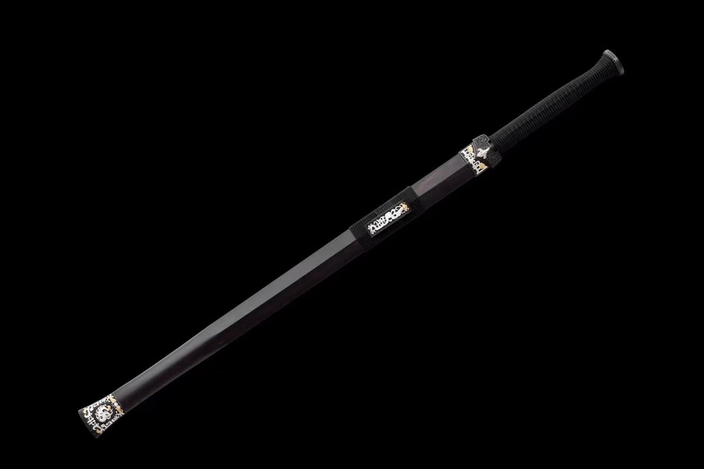 Exquisite Chinese Sword - Hand Forged Damascus Steel Blade, Ebony Handle, Brass Fittings