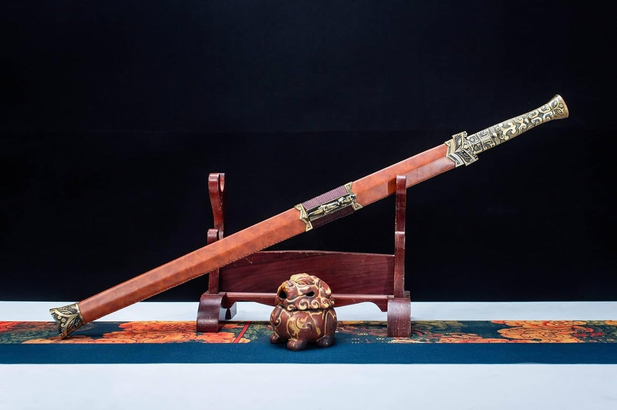 Han Sword,Forged High Carbon Steel Blade,Brown Fake Leather - Chinese Sword store