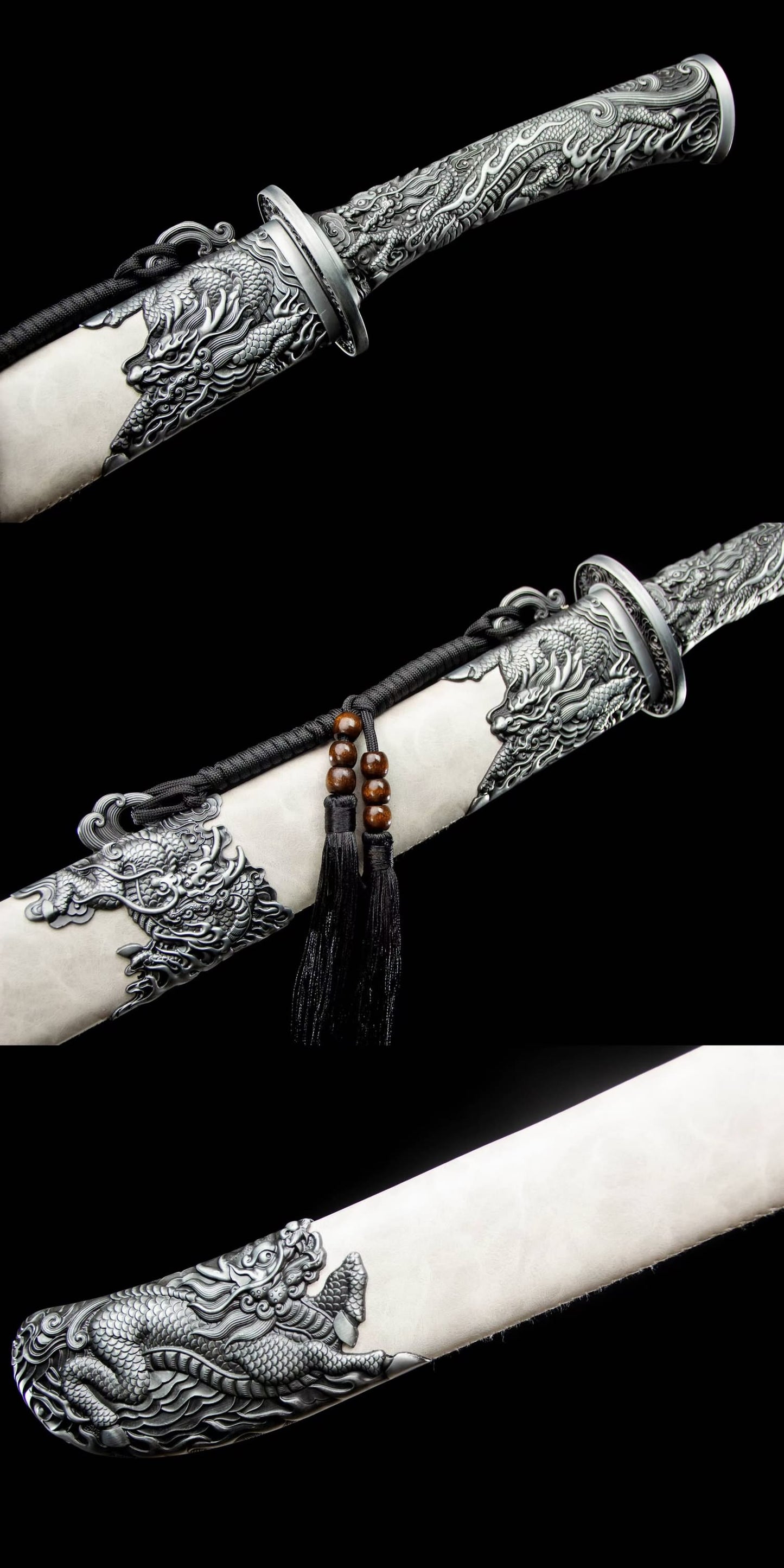 Qing dao Dynasty Army Battle Ready,Forged Blade with Alloy Fittings and Faux Leather Scabbard
