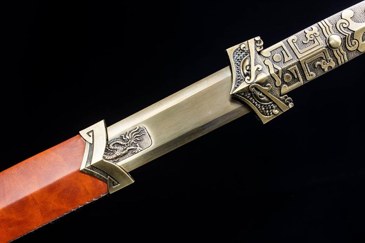 Han Sword,Forged High Carbon Steel Blade,Brown Fake Leather - Chinese Sword store