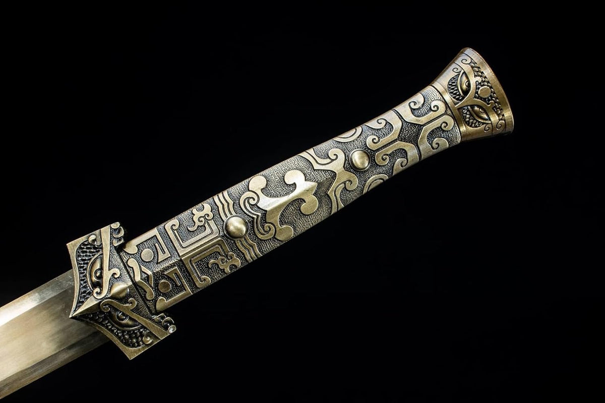 Han Sword,Forged High Carbon Steel Blade,Brown Fake Leather - Chinese Sword store