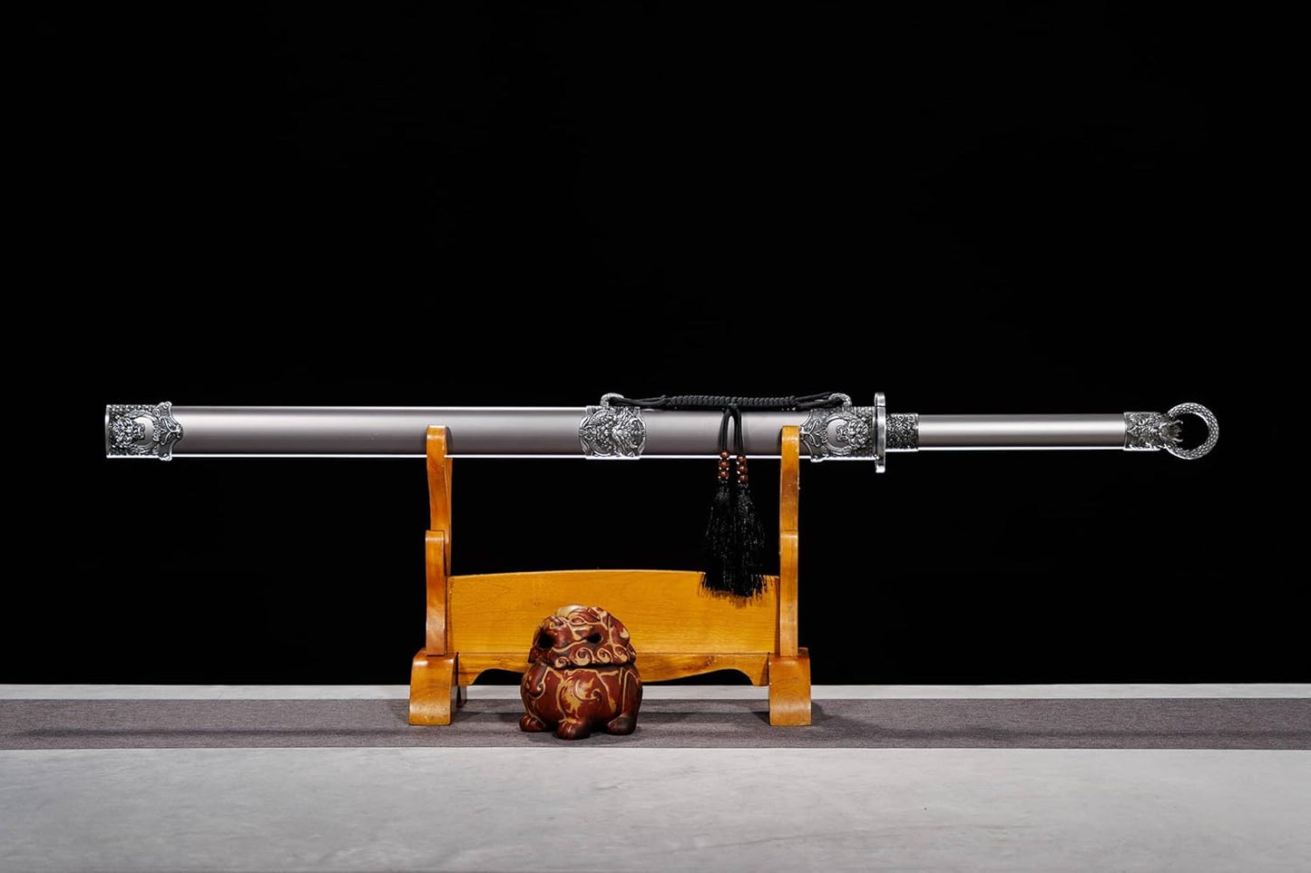 41.9″ Tang Jian Straight Sword | Longquan High-Mn Steel, Full Alloy Scabbard