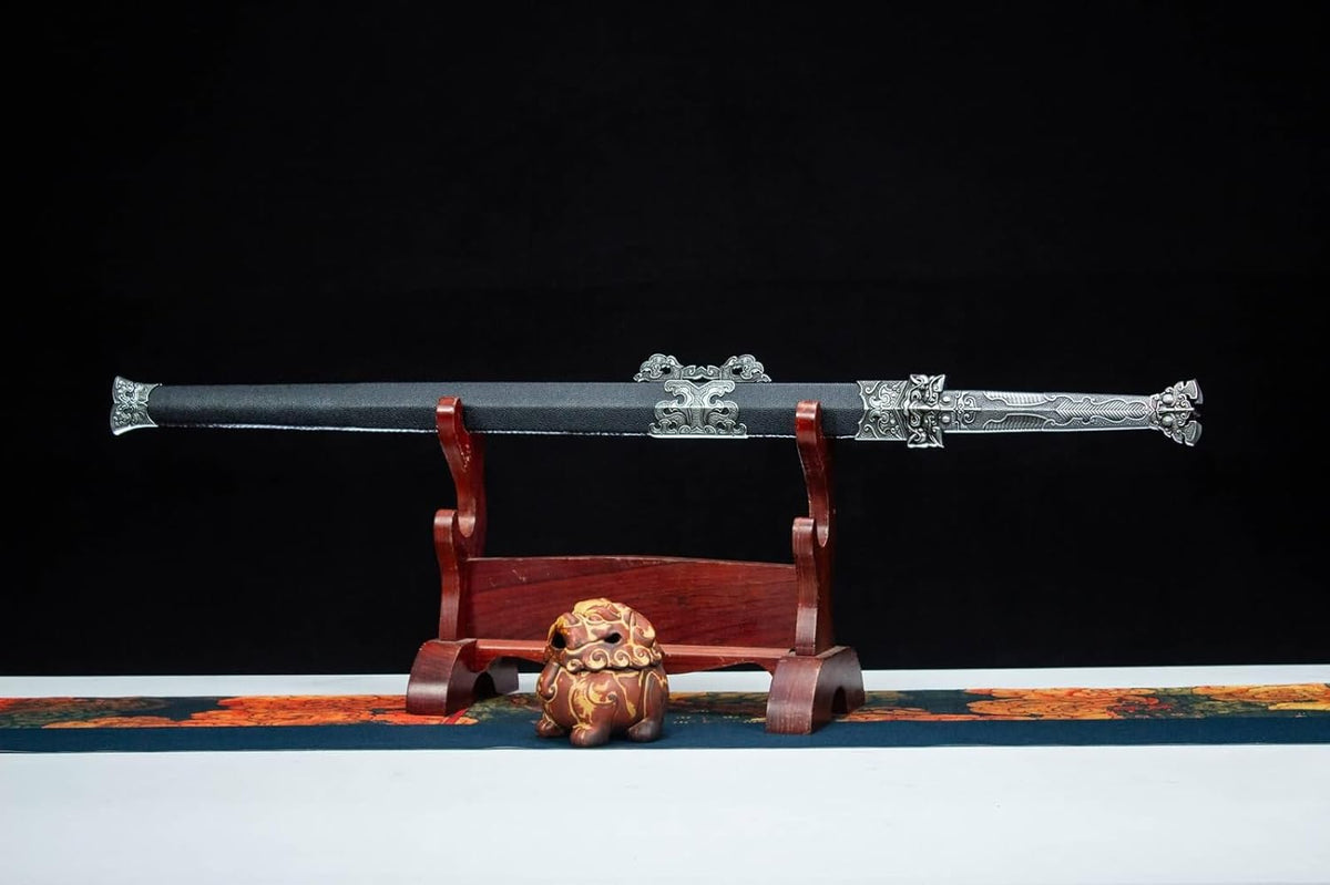 Dragon Han Sword,Forged High Carbon Steel Etch Blade,Fake Leather Scabbard - Chinese Sword store