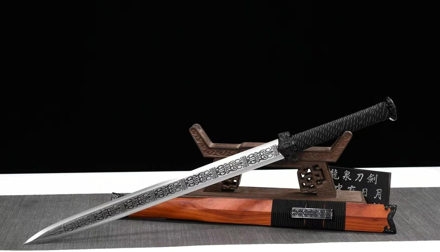 Longquan Red Sandalwood Han Sword – Dragon Spring Forged, 32.7″