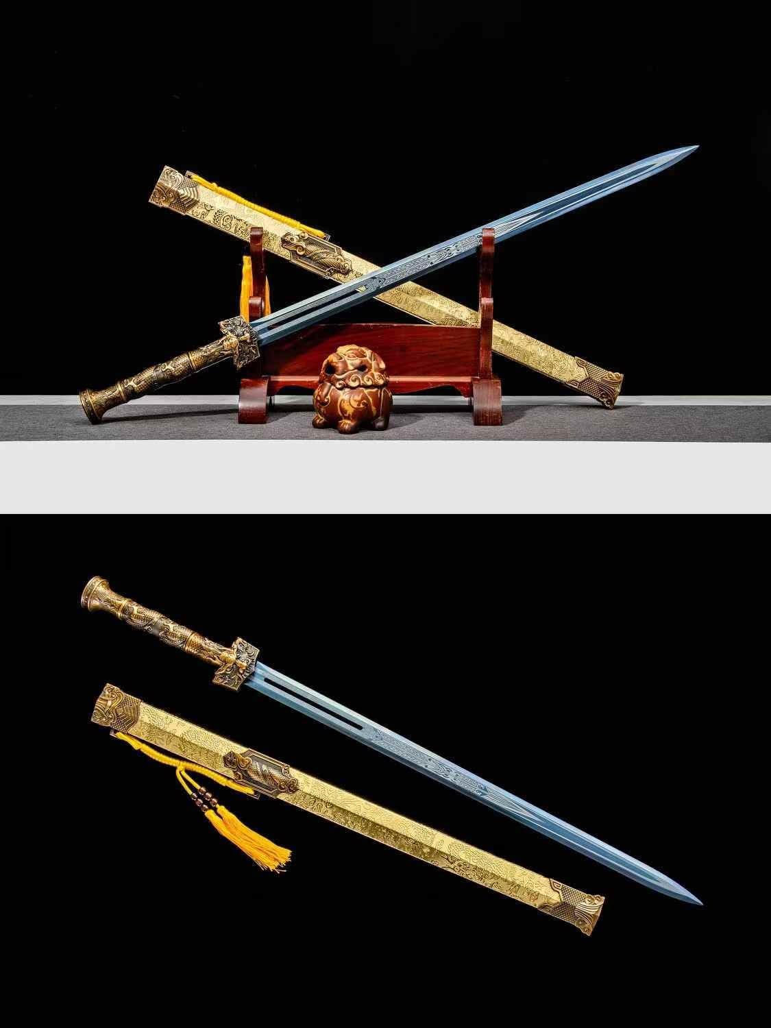 Han Jian Sword – Blue Etched High Manganese Steel