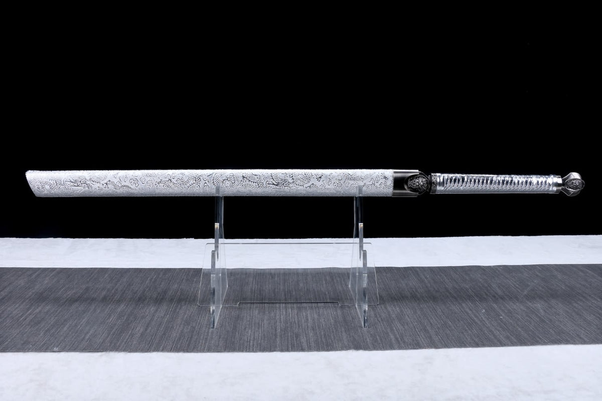 Dragon jian Swords Real,High Carbon Steel Blade,Black Scabbard,Alloy Fittings - Chinese Sword store