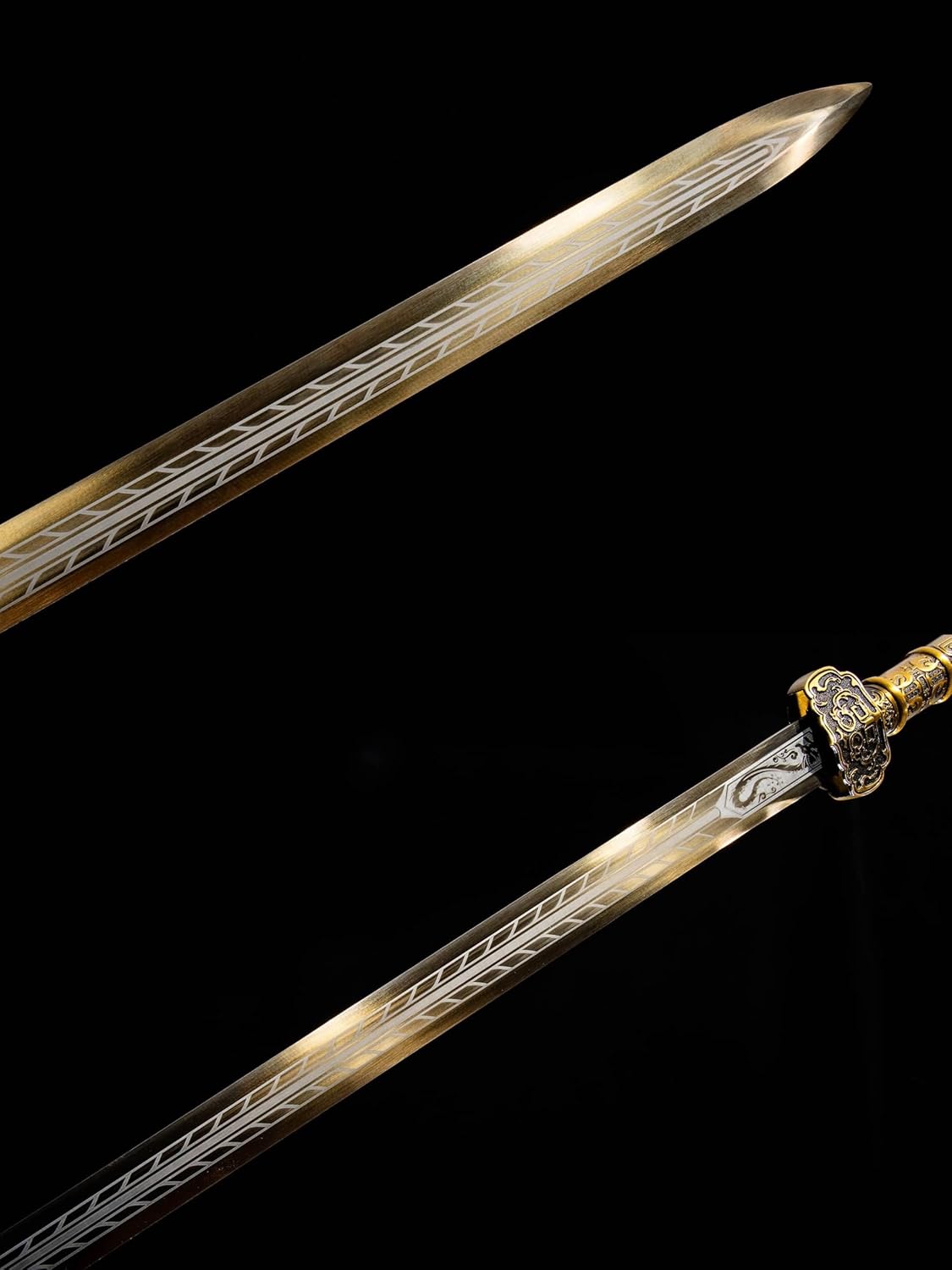 Ruyi Sword–Forged High Manganese Steel Blade,Faux-Leather Scabbard, Aluminum Alloy Fittings