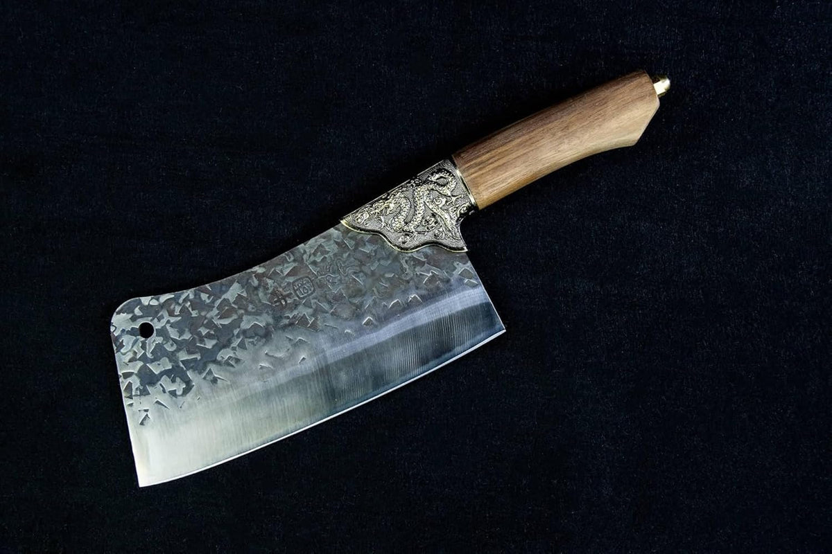 Dragon‑Motif Cleaver – 12.6" Stainless Steel Kitchen Knife