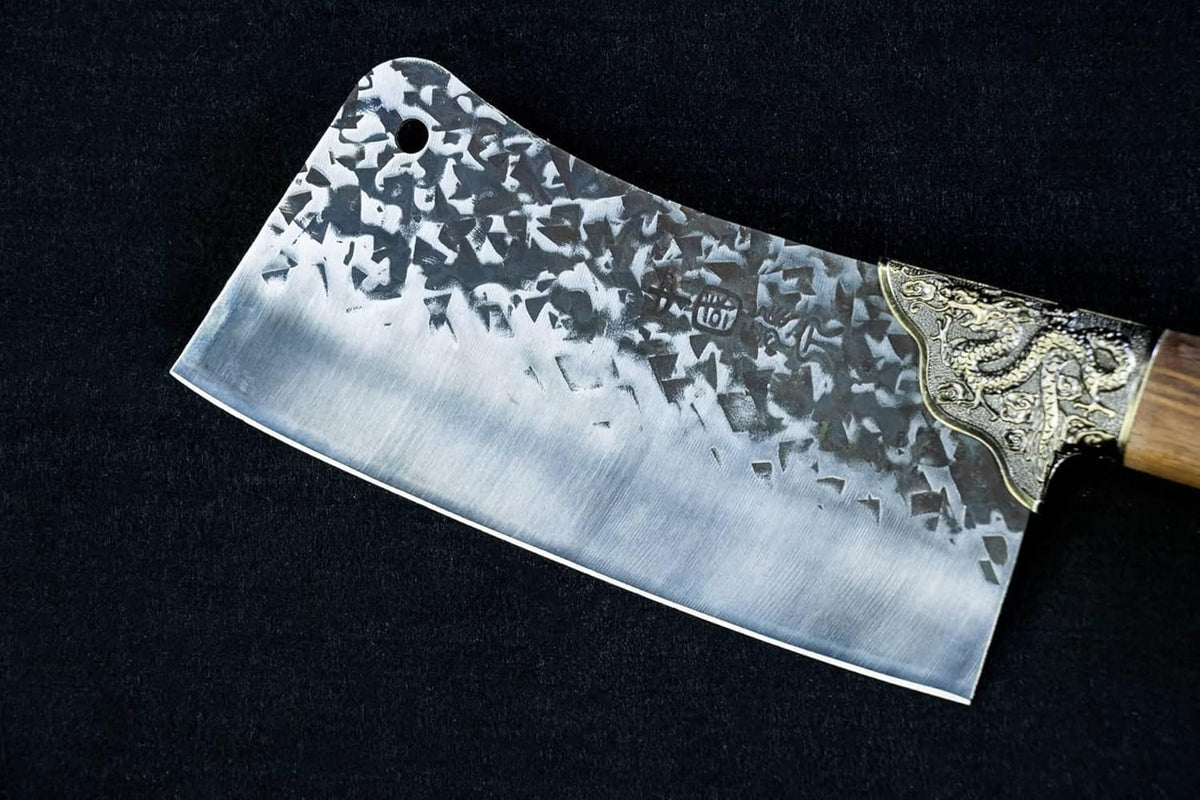 Dragon‑Motif Cleaver – 12.6" Stainless Steel Kitchen Knife