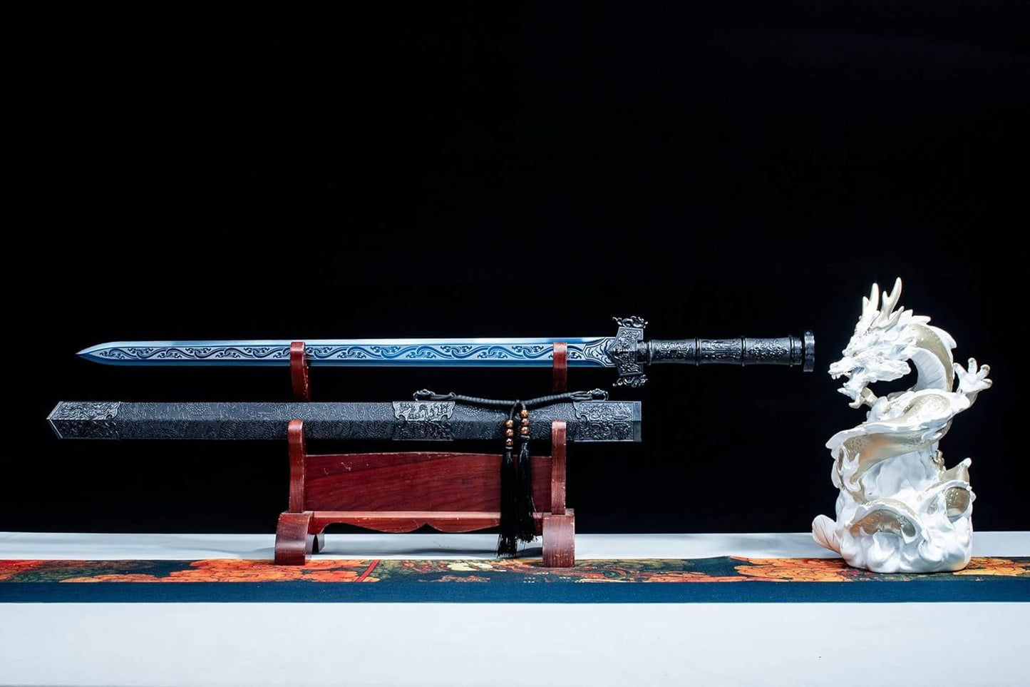 Blue-Pattern Han Jian – 40.6″ Hand-Forged Sword