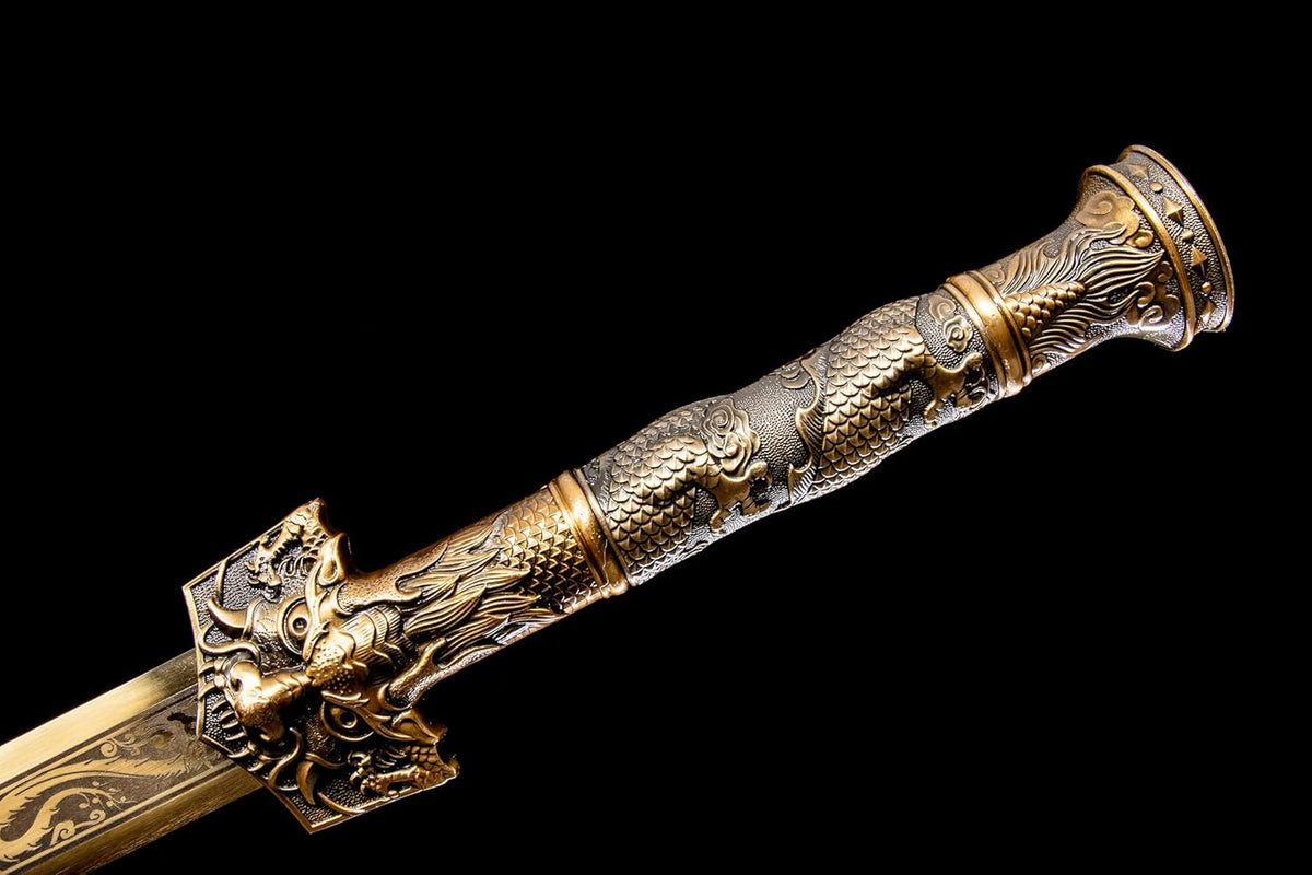 Hand-Forged Han Jian Sword – High Carbon Steel, Faux Leather Scabbard - Chinese Sword store