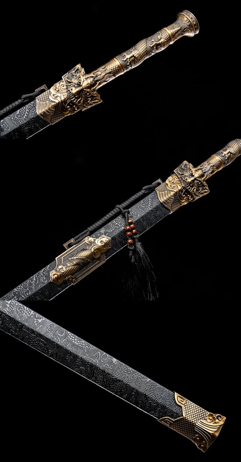 Hand-Forged Han Jian Sword – High Carbon Steel, Faux Leather Scabbard - Chinese Sword store