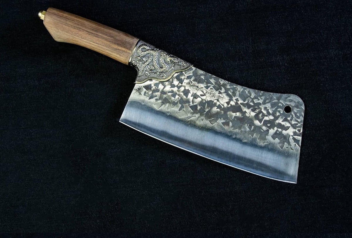 Dragon‑Motif Cleaver – 12.6" Stainless Steel Kitchen Knife