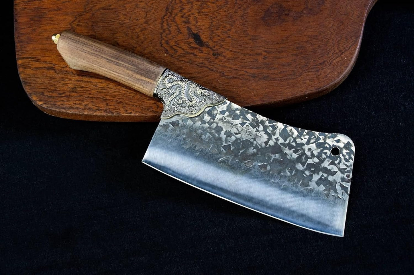 Dragon‑Motif Cleaver – 12.6" Stainless Steel Kitchen Knife