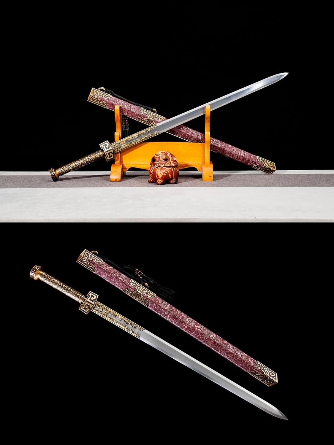 40″ High-Manganese Steel Qin Jian – Hand-Forged