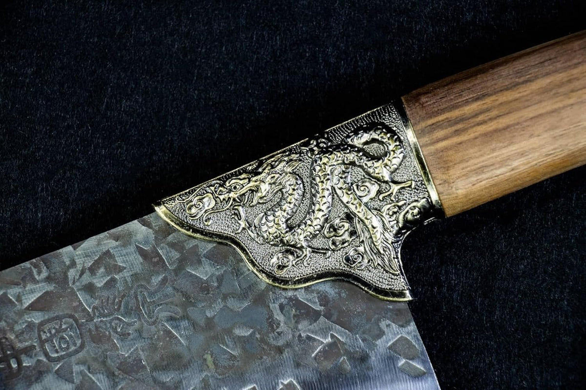 Dragon‑Motif Cleaver – 12.6" Stainless Steel Kitchen Knife