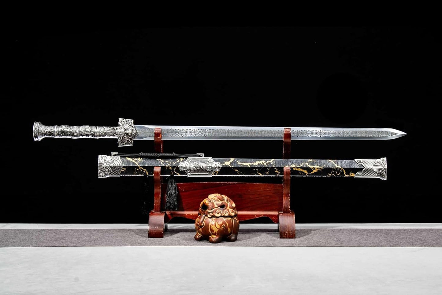 Han Jian – Qin‑Han Alloy Fittings, PU Leather Scabbard