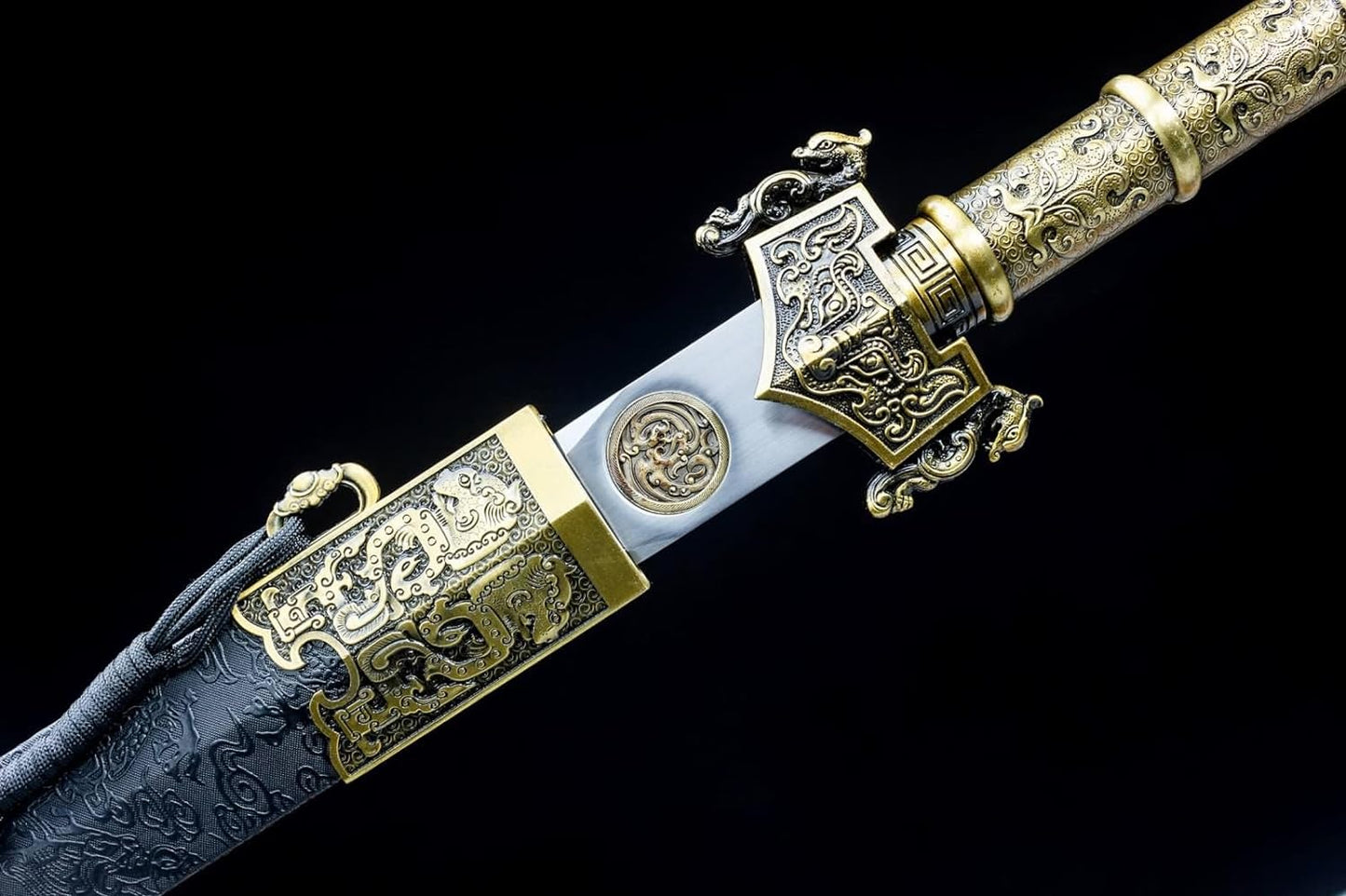Authentic Han Jian Sword with High Carbon Steel Blade - Alloy Fittings