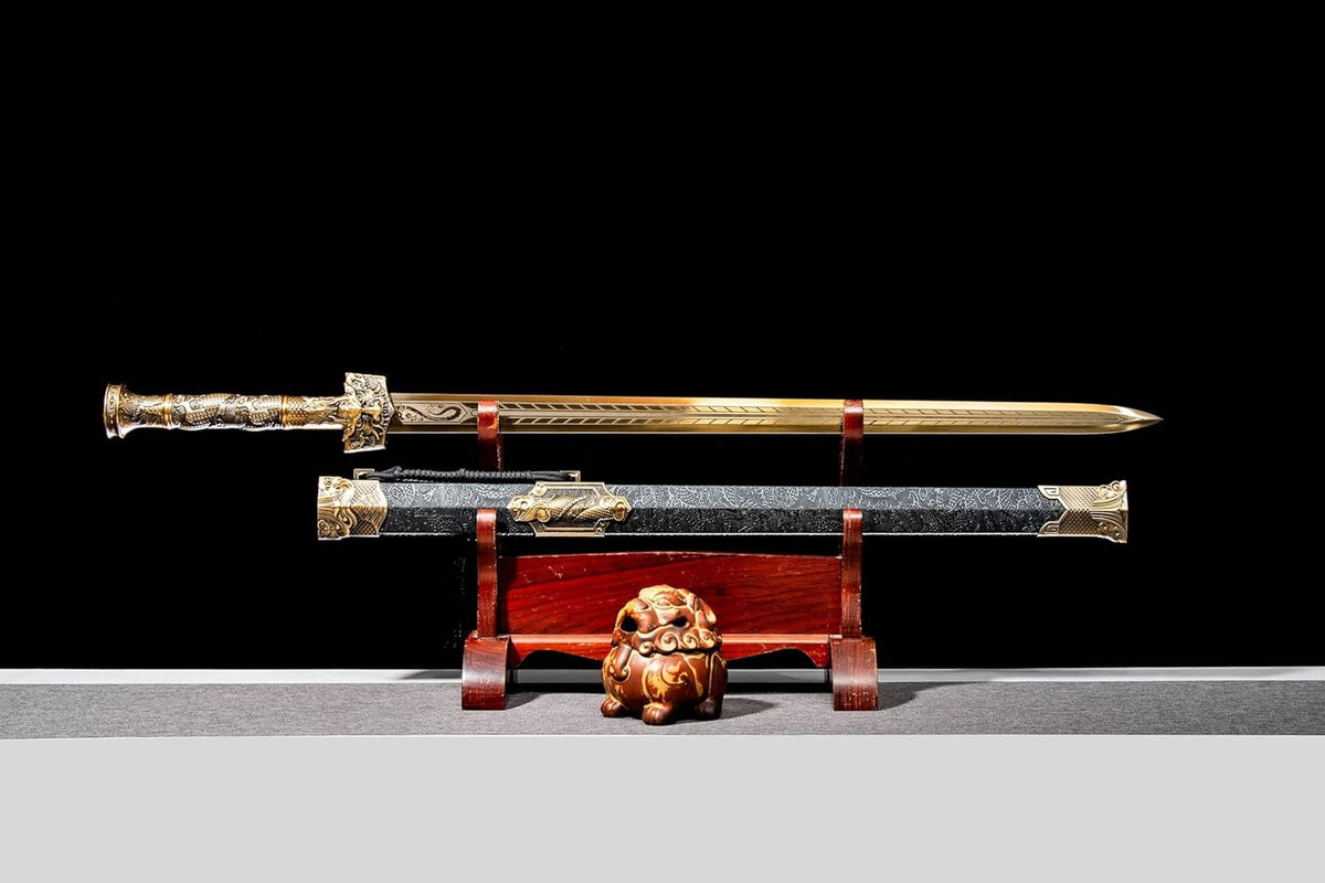 Hand-Forged Han Jian Sword – High Carbon Steel, Faux Leather Scabbard - Chinese Sword store