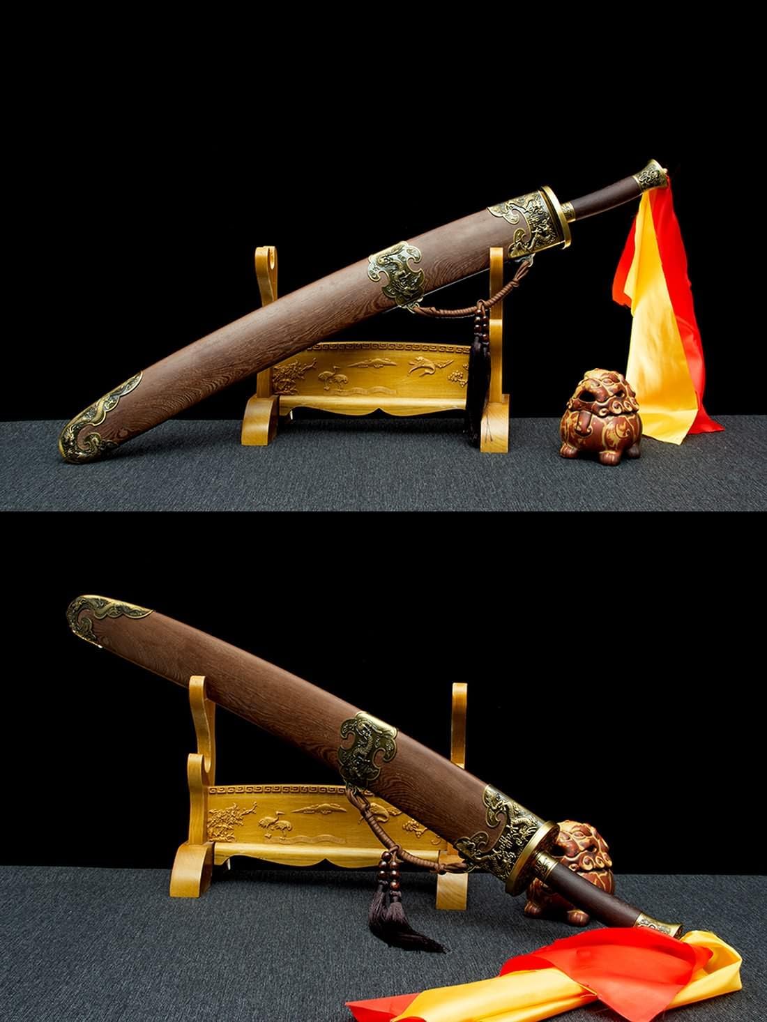 Short-hilted broadsword with Stainless Steel Blade and Alloy Fittings,Rosewood Handle Scabbard - Chinese Sword store