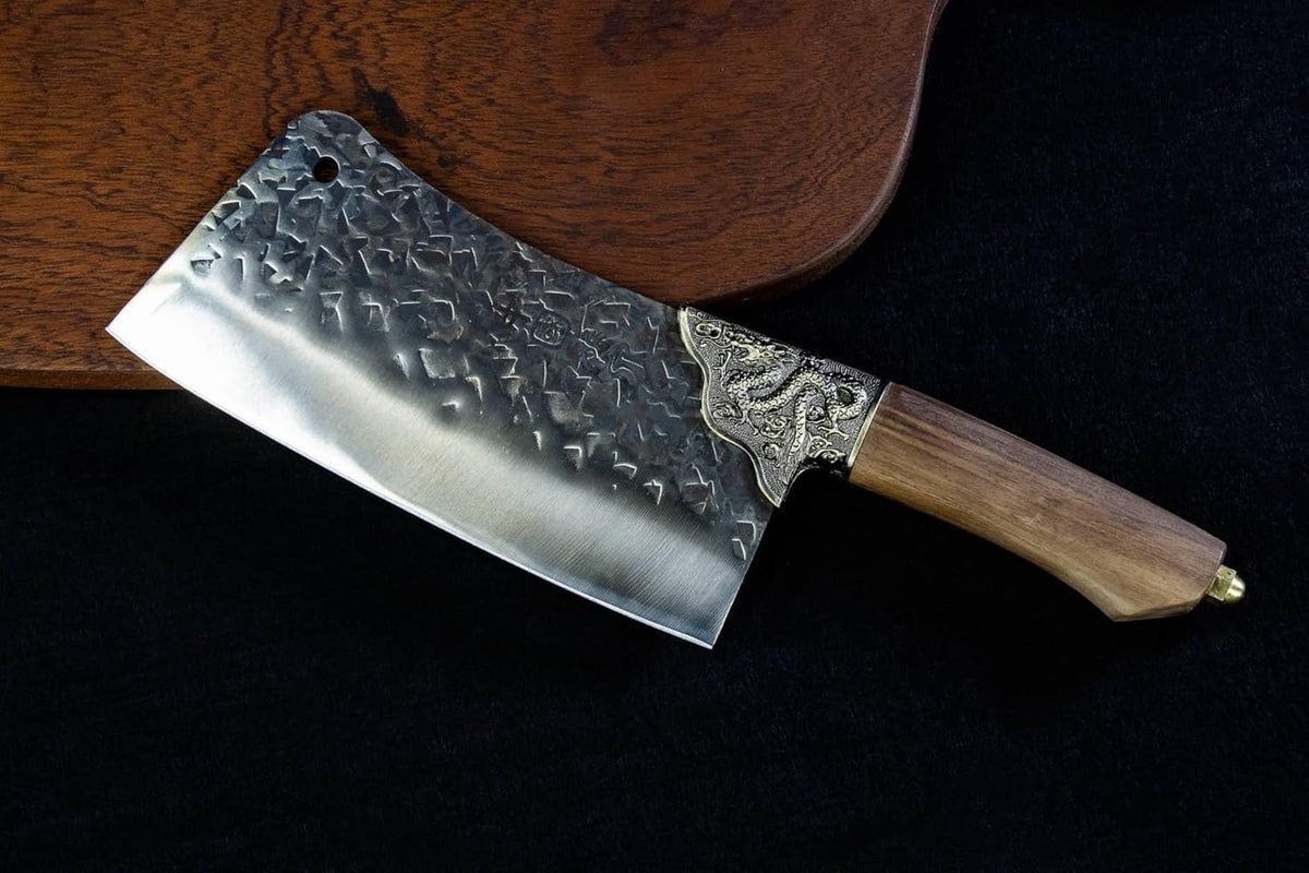 Dragon‑Motif Cleaver – 12.6" Stainless Steel Kitchen Knife