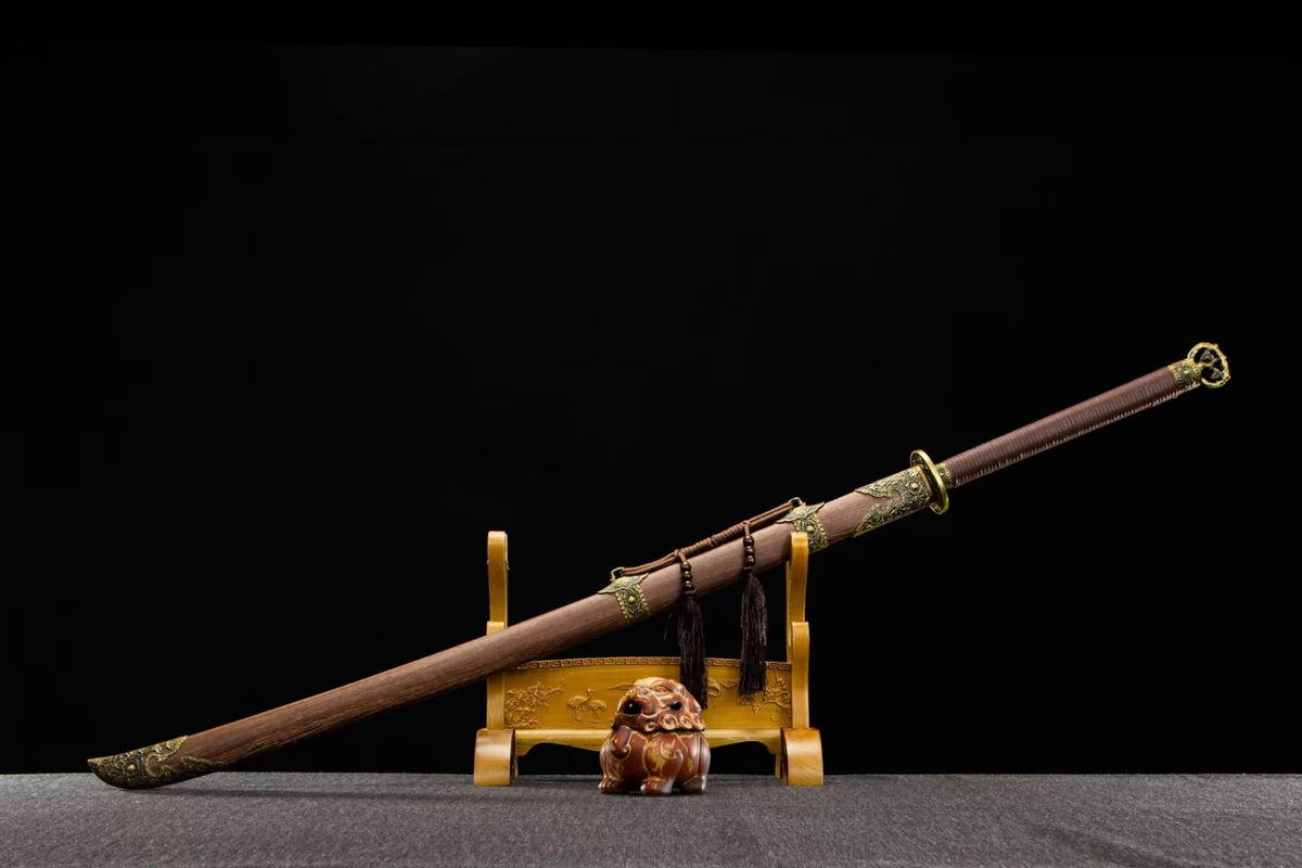 Miao Dao Traditional Forged Sword - High Manganese Steel Blade, Rosewood Scabbard