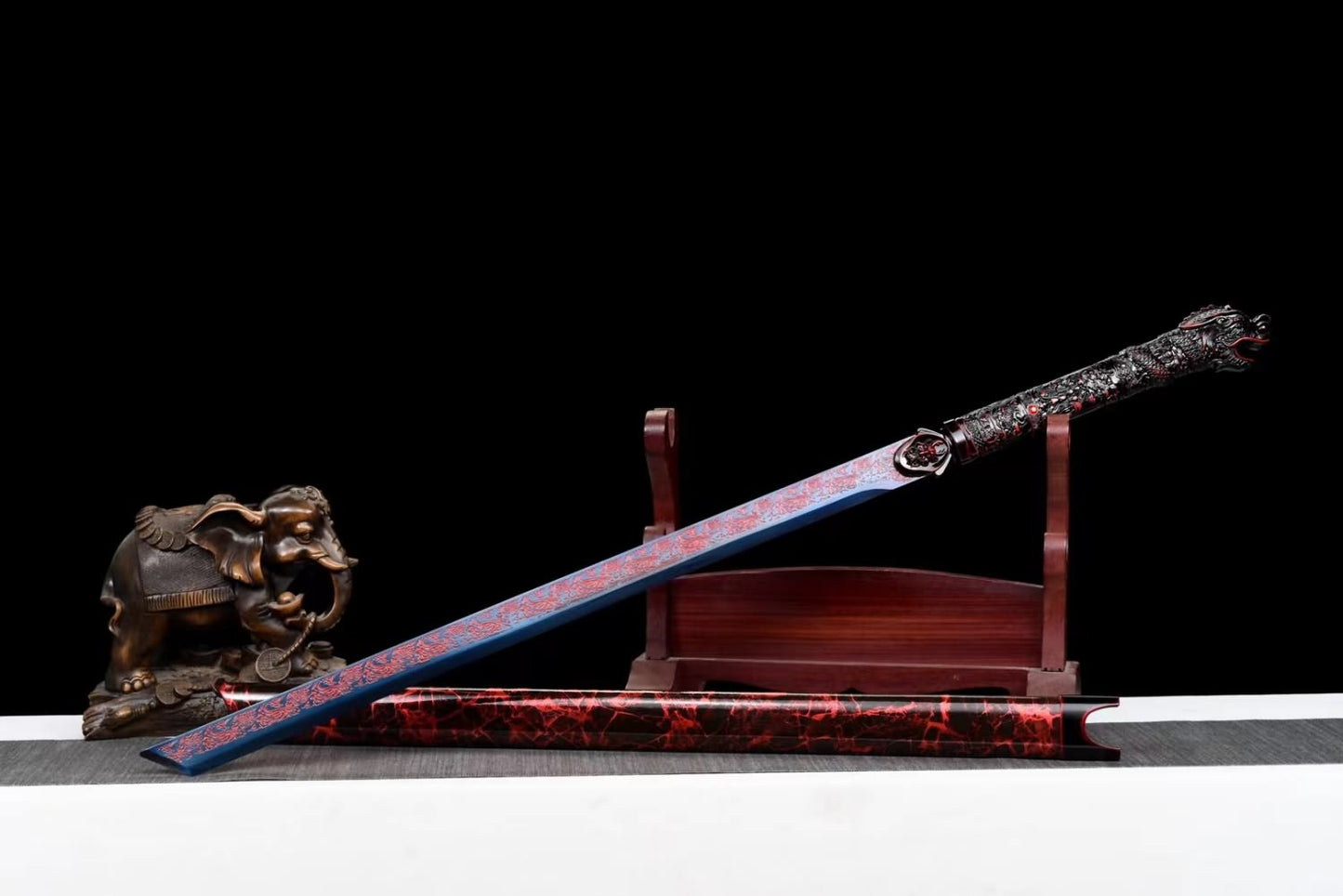 Loong Saber Sword Real Forged High Carbon Steel red Blade,Alloy Fittings