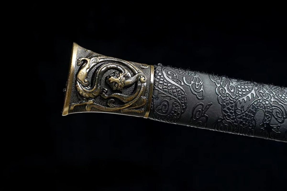 chinese sword,Han jian Forged Hollow Blade,Alloy Fittings,PU Scabbard Length 40"
