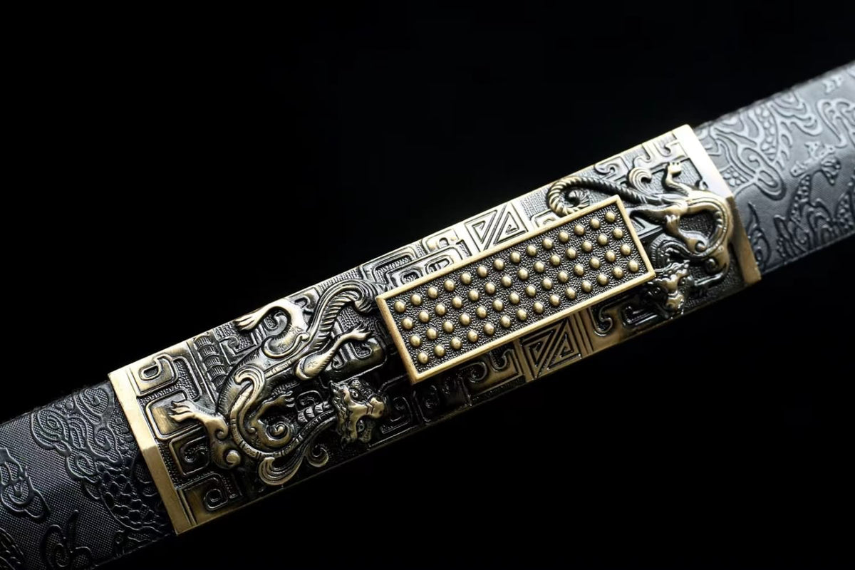 chinese sword,Han jian Forged Hollow Blade,Alloy Fittings,PU Scabbard Length 40"