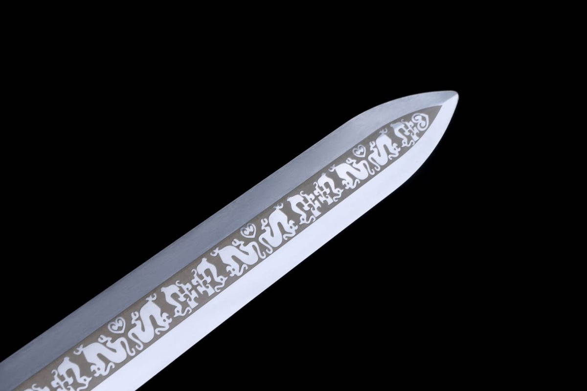 Dragon jian Swords Real,High Carbon Steel Blade,Black Scabbard,Alloy Fittings - Chinese Sword store
