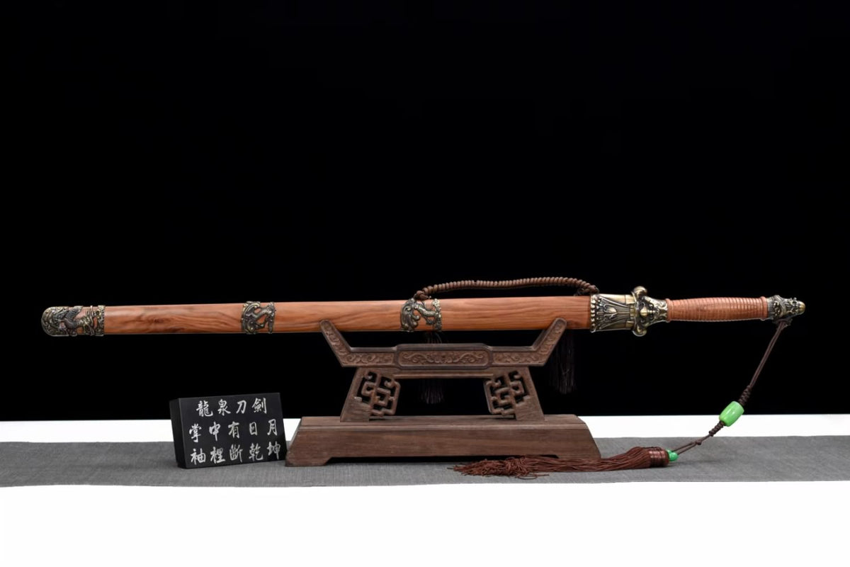 Loong sword,Forged Damascus steel blade,Alloy fittings,Rosewood scabbard