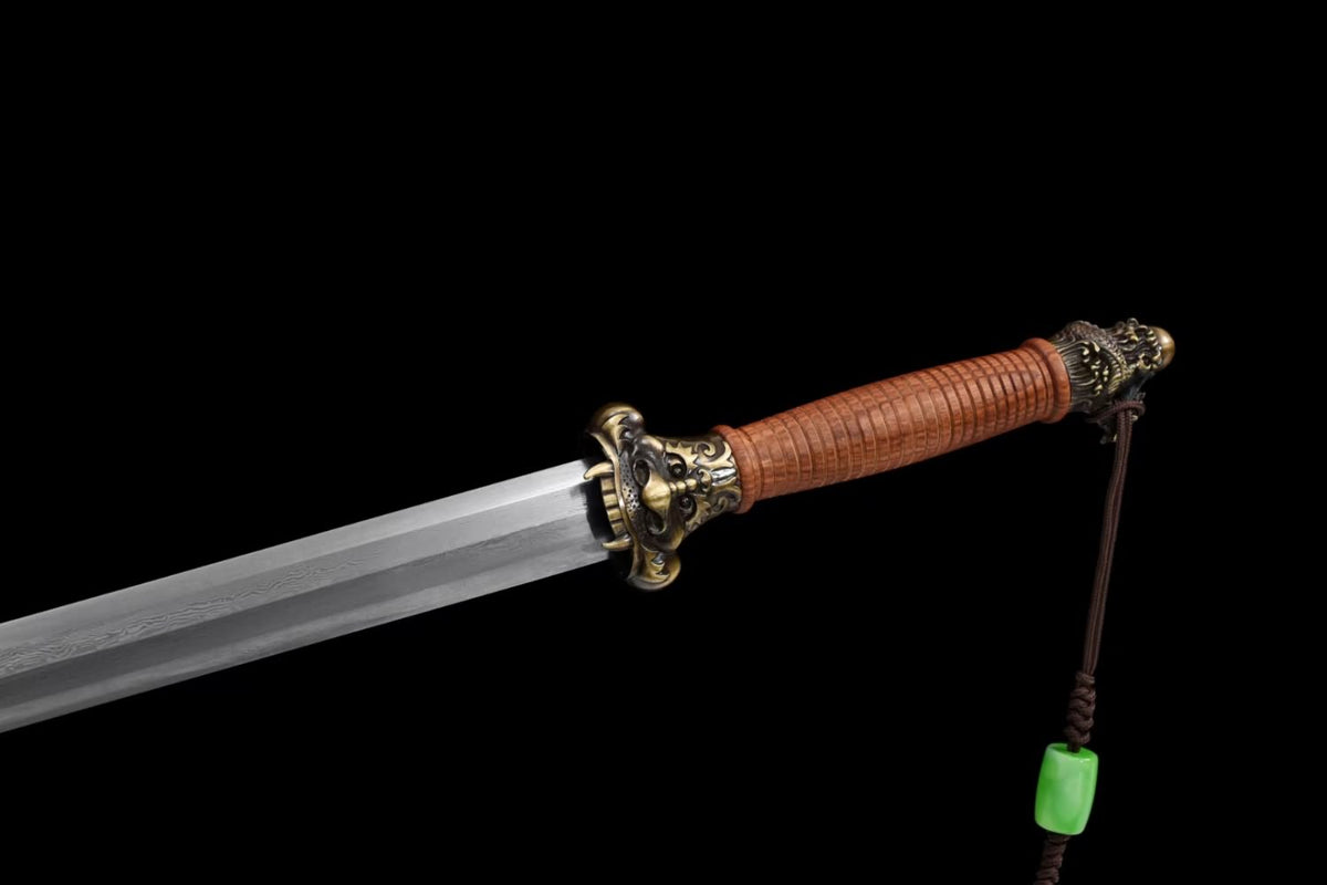 Loong sword,Forged Damascus steel blade,Alloy fittings,Rosewood scabbard