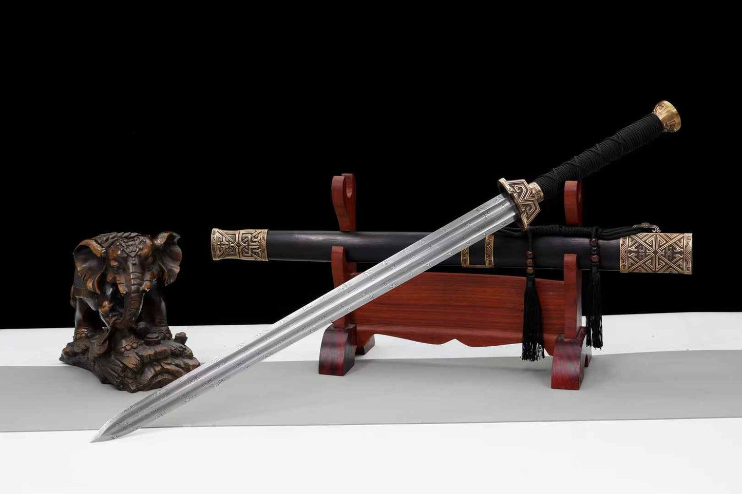 New Yue King Jian – Twisted Pattern Steel Chinese Sword with Copper Fittings