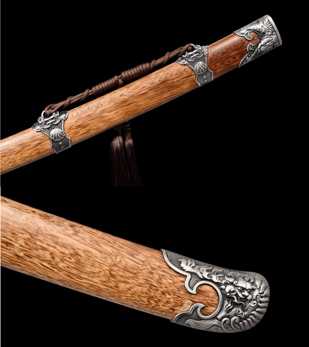 Qing dao Sword-Forged Damascus Steel Blade with Alloy Fittings-Battle Ready - Chinese Sword store